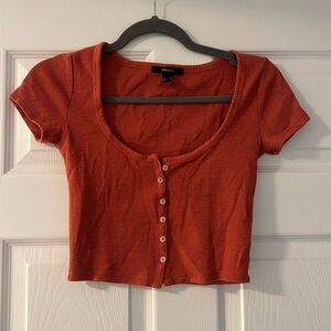 Forever 21 Rust Button-Up Crop Top